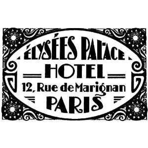   Holtz Wood Mounted Red Rubber Stamp Elysees Palace Paris Hotel