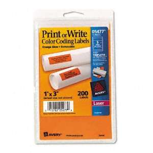 Print or Write Removable Color Coding Laser Labels, 1 x 3, Neon Orange 
