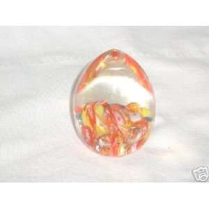  Crystal Orange & Yellow Paperweight 