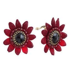  Shimmering Michal Negrin Red Flower Earrings, From the True Colors 
