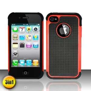 Apple iPhone 4 & 4S Protector Case BLACK TONES in RED BALLISTIC SHELL 