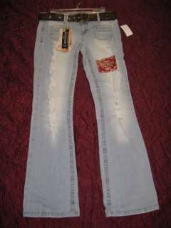 Womens New Boot cut jeans & belt by Amethyst $52.00 light wash 