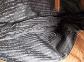 Mint AUTHENTIC PRADA Handbag Purse Tote Hobo Tan Light Brown Leather 