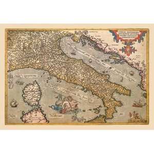  Map of Italy   12x18 Framed Print in Gold Frame (17x23 