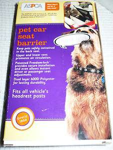 PET CAR SEAT BARRIER ASPCA COLLECTION FITS ALL VEHICLES  