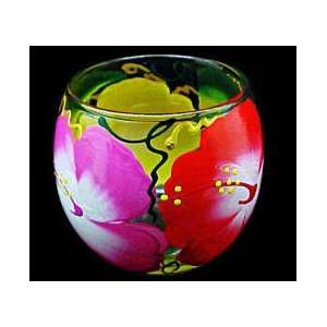  Hibiscus Design   Hand Painted   5 oz. Votive with candle 