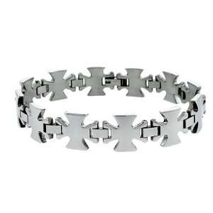  15MM Stainless Surgical Steel Maltese Cross Link Bracelet 