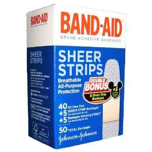 BAND AID BRAND Sheer Strips Adhesive Bandages. Breathable, All purpose 