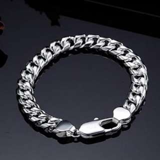 925Sterling Silver Truely Mans Thick Chain Bracelet 10MM BY71  