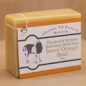   Handmade 100% Raw Goat Milk Sweet Orange Basil Soap (4oz./Bar) Beauty