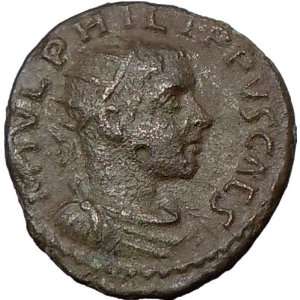  PHILIP II Roman Caesar Ancient Roman Coin ZEUS RARE 