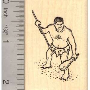  Caveman with Spear and Club Rubber Stamp Arts, Crafts 