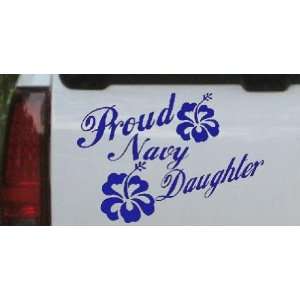 8in X 11.5in Blue    Proud Navy Daughter Hibiscus Flowers Military Car 