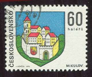 Czech Heraldry   Mikulov Czech City Crest Stamp   Czechoslovakia 