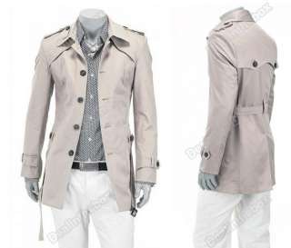   Stylish Fashion Fit Slim Front Button&Waist Belt Trench Cotton Coat