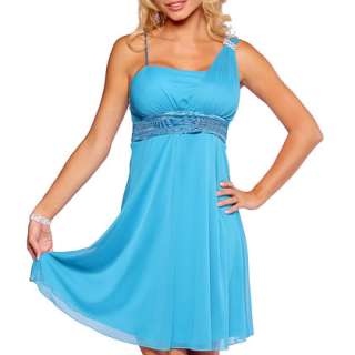 Sleeveless Sheer One Shoulder Empire A Line Party Dress  