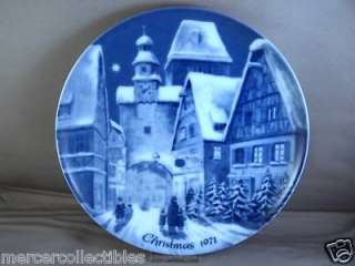 1971 ROTHENBURG ON TAUBER Blue China Christmas Plate (Made in West 
