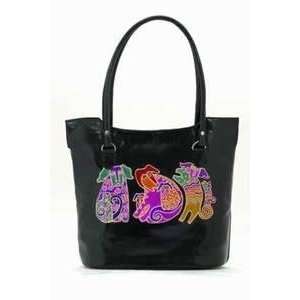  Laurel Burch Hand Painted Leather Tote Black Fabric By The 