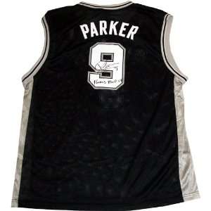  Tony Parker Autographed Finals MVP 07 Inscription Black 