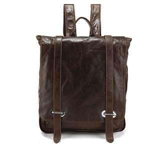 Classic Vintage Leather Mens Backpack Travel Bag Messenger Bag Dark 
