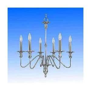  Towne Satin Nickel Six Candle Chandelier