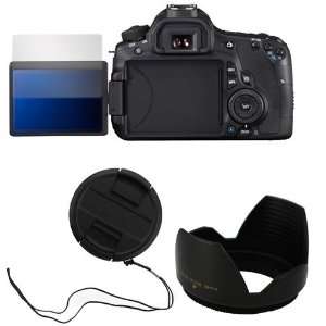   Lens Hood + 58mm Snap On Lens Cap with Strap for Canon EOS 60D SLR