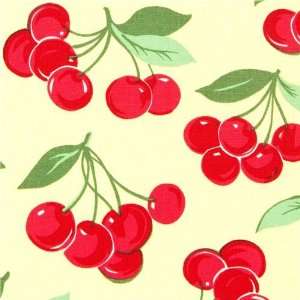  yellow Michael Miller fabric with red cherries Arts 