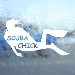  Scuba Chick White Decal Scuba Dive Diver Window White 
