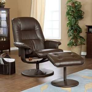  San Antonio Brown Leather Recliner and Ottoman