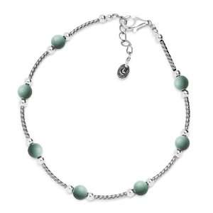  X   Sterling Silver Beaded Turquoise Anklet Jewelry