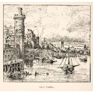  1900 Print Edward Bearne Cityscape Old Paris Windmill Tower France 