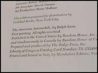 THE AMERICAN AUTOMOBILE BOOK~ELECTRIC STEAM CARS~STEIN  