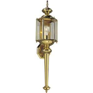   P5831 10 Hexagonal Wall Torch with Beveled Glass, Polished Brass
