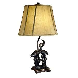  Bronze Finish Twin Crane Bird Table Lamp