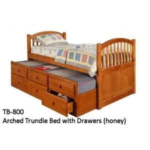    Pine Ridge Honey Arched Twin Trundle Bed w/ Drawers