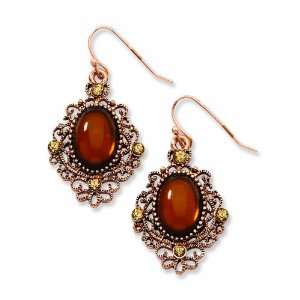  Copper Tone Lt. Colorado & Brown Crystal Dangle Earrings Jewelry