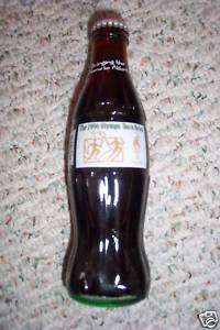 1996 OLYMPIC TORCH RELAY COLLECTIBLE COCA COLA BOTTLE  