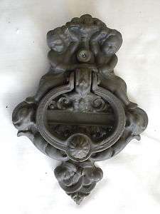   Victorian cast iron door knocker w/peep hole,Cherubs,mans face  