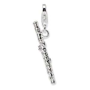  New Amore La Vita Sterling Silver 3 D Flute Charm with 