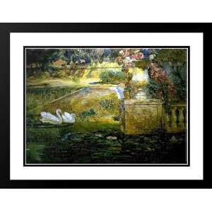 Tiffany, Louis Comfort 24x19 Framed and Double Matted Mosaic Fountain 