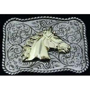  Horse Head Cow Boy Western 3d Gold and Silver Finishing Belt 