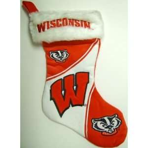 Wisconsin Badgers NCAA 3 Tone Plush Stocking  Sports 