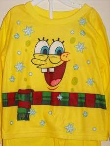 Toddler Youth NICKELODEON SPONGE BOB Christmas PJs Pajamas Size 4T 2 