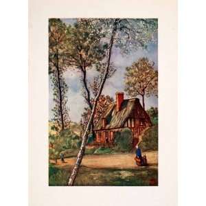  1905 Color Print Rural Scene Landscape Cottage Scenery 