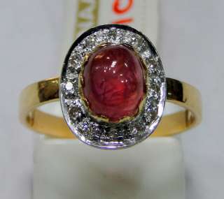 14 cts solid gold diamond Ring genuine Kabul Ruby jewelry  