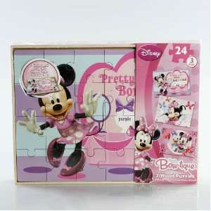    Disney Minnie Mouse Bow tique 3 Wood Puzzles Set Toys & Games