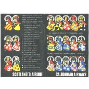   Caledonian Airways Menu Scottish Clans Coats of Arms 