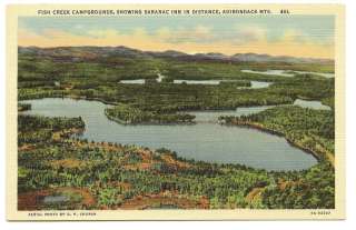 ADIRONDACK MTS NY Fish Creek Campground Vtg Postcard  