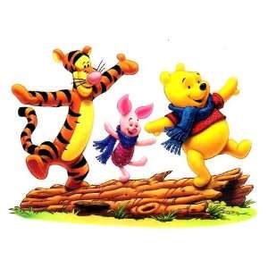  Tigger Piglet and Pooh walking balancing on log Disney 
