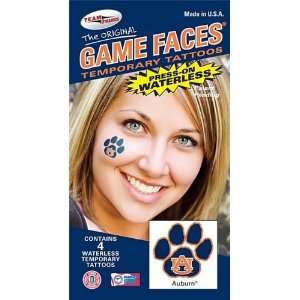  Auburn AU Tigers Game Faces Waterless Temporary Paw Tattoos 